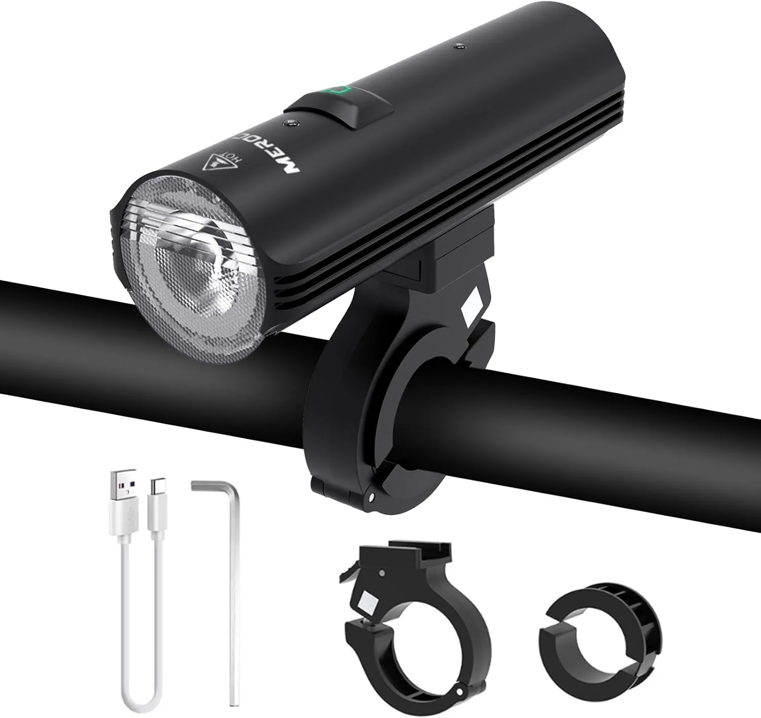 Bicycle Light Set - Front and Rear LED Headlight with 5 Modes, IP66 Waterproof, Mounting Bracket for Night Safety Riding