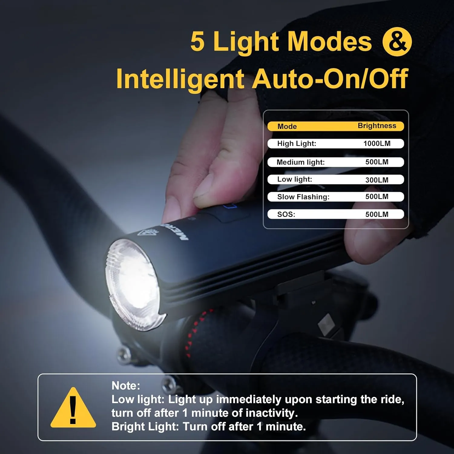 Bicycle Light Set - Front and Rear LED Headlight with 5 Modes, IP66 Waterproof, Mounting Bracket for Night Safety Riding