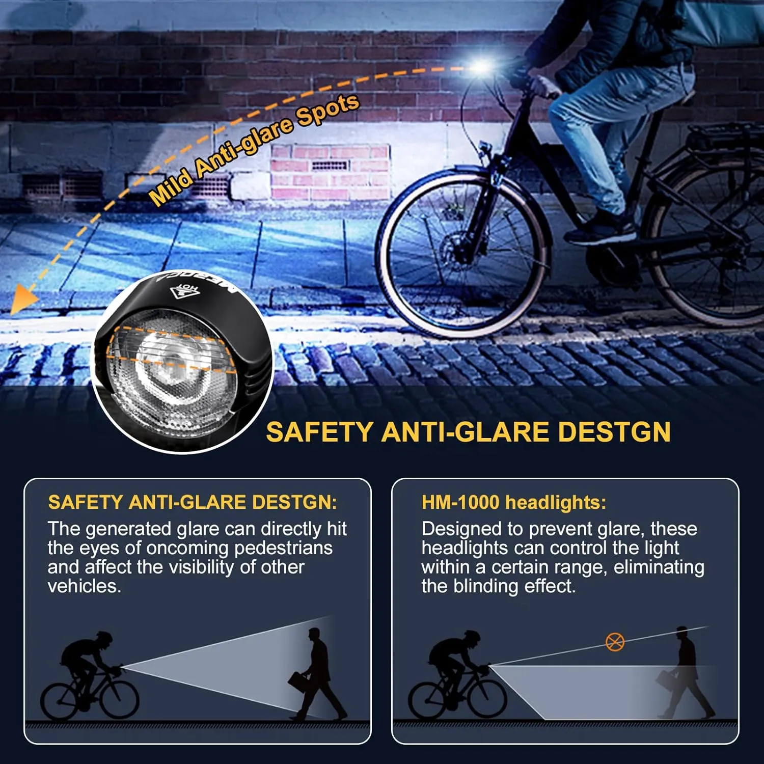 Bicycle Light Set - Front and Rear LED Headlight with 5 Modes, IP66 Waterproof, Mounting Bracket for Night Safety Riding