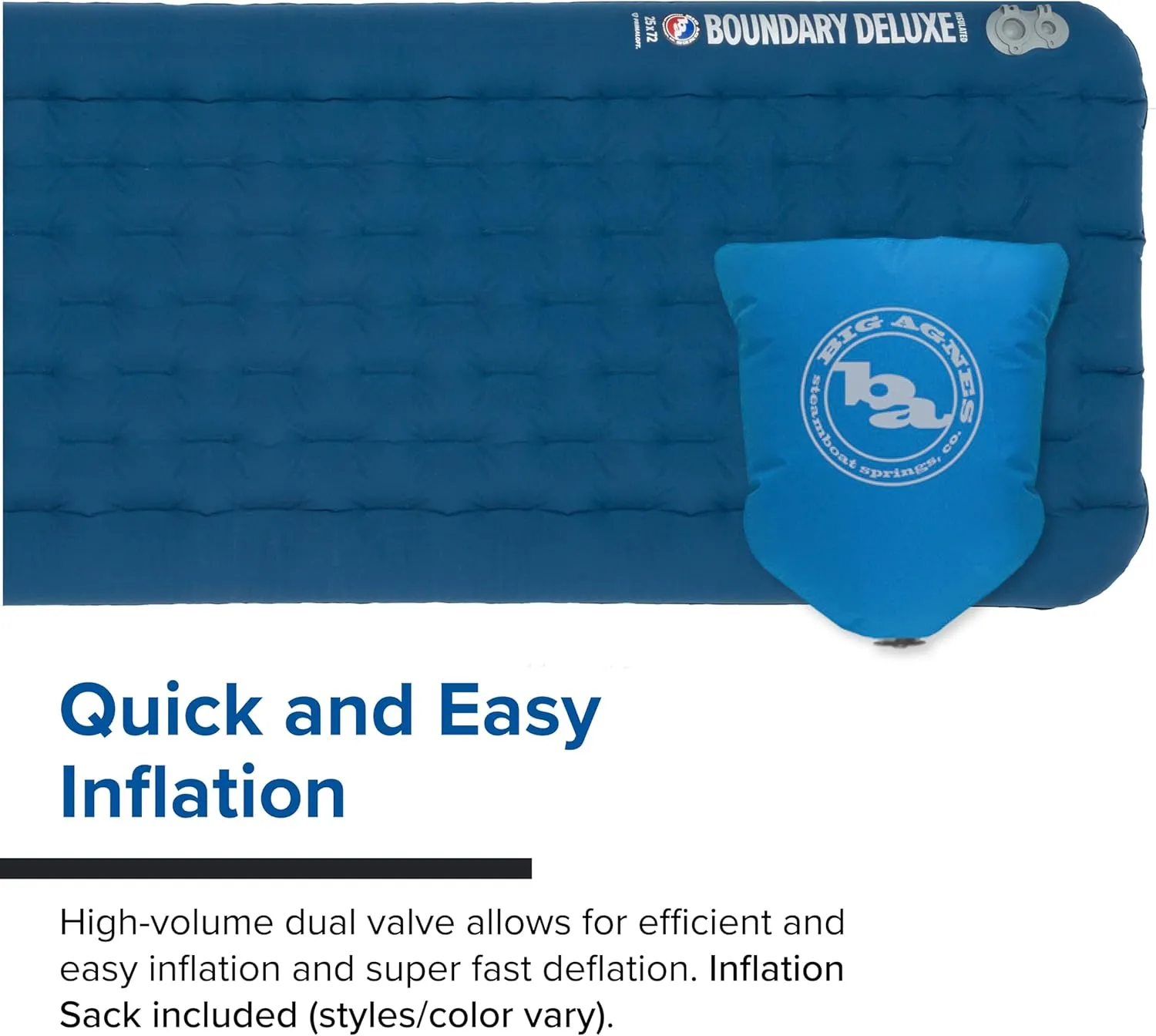 Big Agnes, Boundary Deluxe, Insulated Sleeping Pad, Wide Regular, Gibraltar Sea, (25X72)