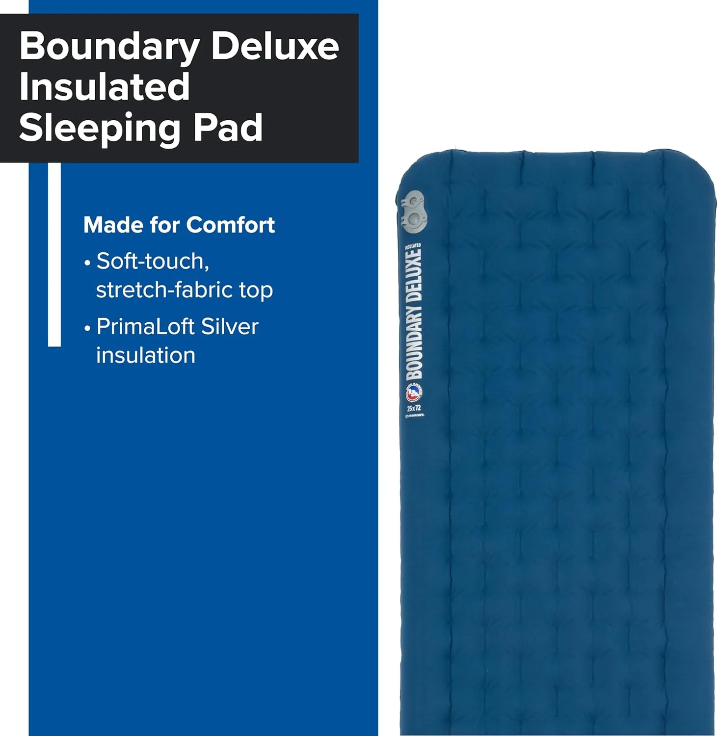 Big Agnes, Boundary Deluxe, Insulated Sleeping Pad, Wide Regular, Gibraltar Sea, (25X72)