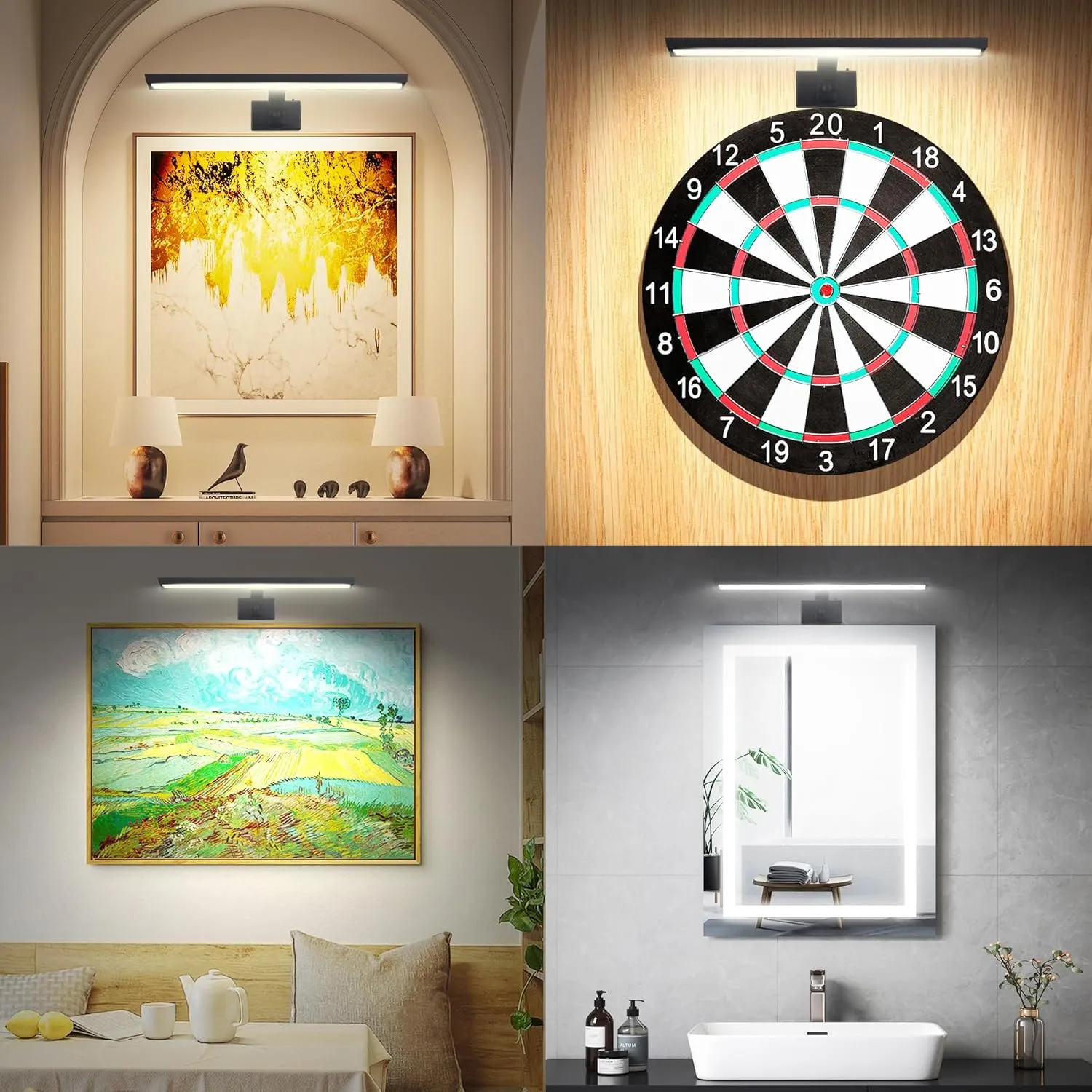 BIGMONAT 16inch Wireless LED Picture Light with Remote, 4400mAh Rechargeable Operated Picture Light with Timer and Dimmable, Metal Display Lamp for Wall, Frame Portrait Art, Matte Black