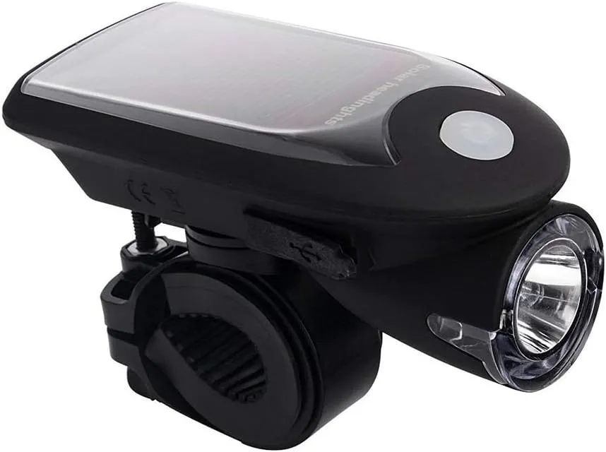 Bike Light Led USB Rechargeable Bike Light Headlight Solar Energy Bicycle Front Light Waterproof with 360 Degree Rotating Mount