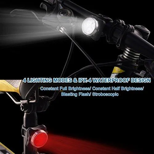 Bike Light Set, Super Bright USB Rechargeable Bicycle Lights