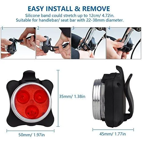 Bike Light Set, Super Bright USB Rechargeable Bicycle Lights
