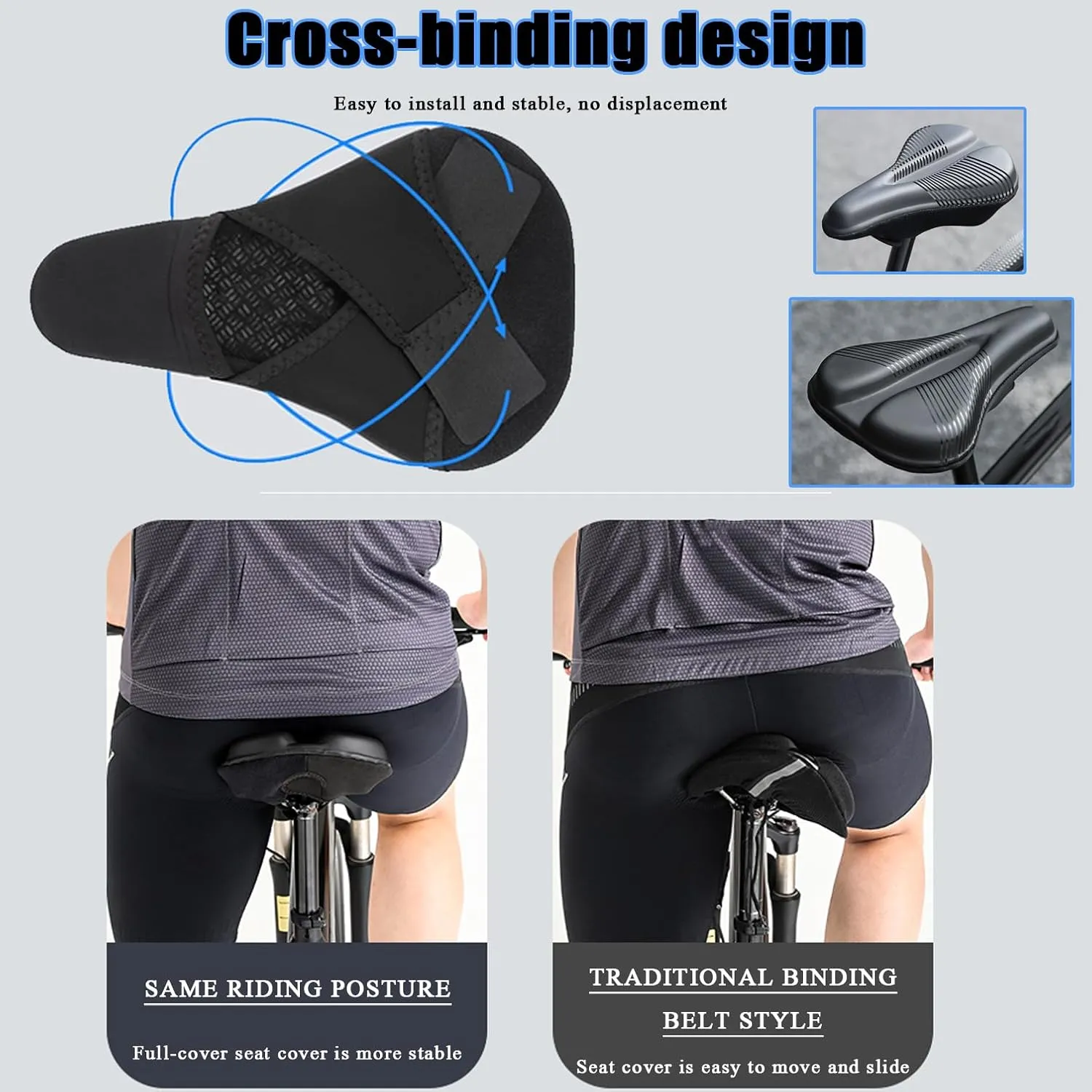 Bike Seat Cushion for RadRover 5 Step-Thru, Memory Foam & Gel Padded Cover Bicycle Seat for Men Women Shock-Absorbing Comfort Bike Seat Pad,A