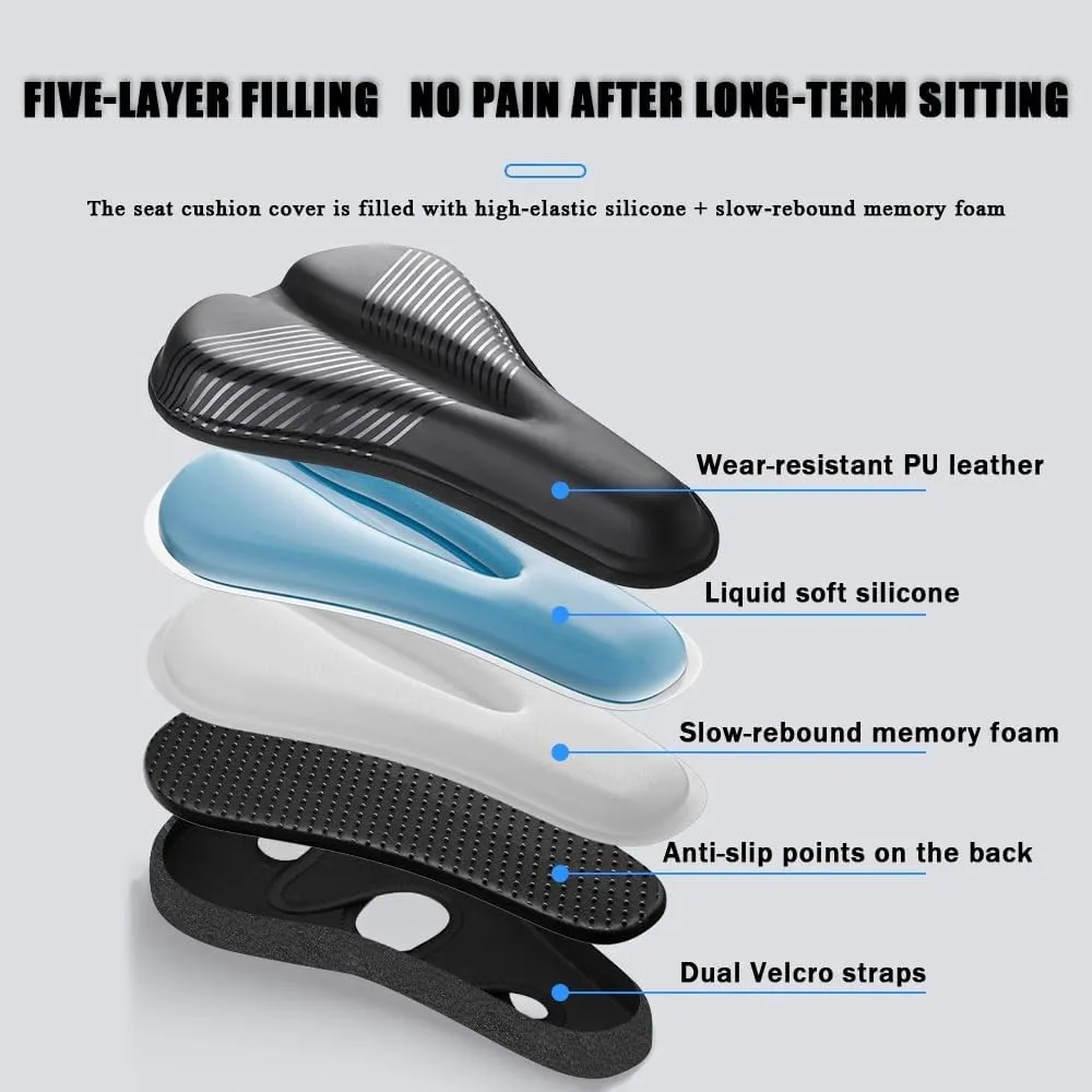 Bike Seat Cushion for RadRover 5 Step-Thru, Memory Foam & Gel Padded Cover Bicycle Seat for Men Women Shock-Absorbing Comfort Bike Seat Pad,A