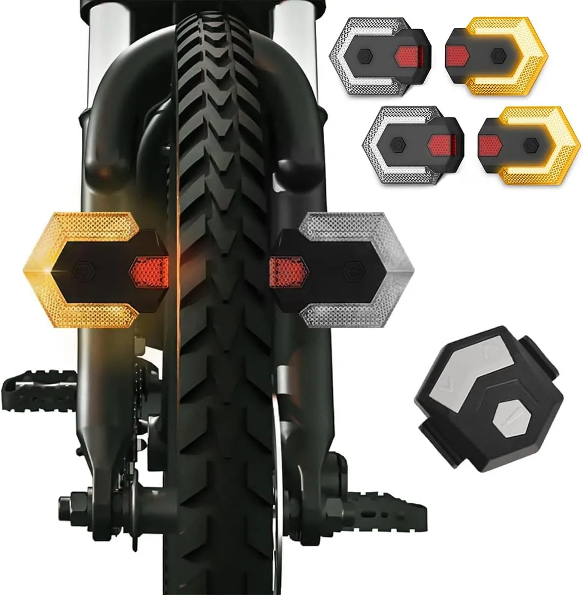 Bike Tail Light with Turn Signals, USB Rechargeable Bike Turn Signals Front and Back, Wireless Remote Control Bicycle Turn Signals for Bicycles, Electric Bikes, Scooters, Motorcycles