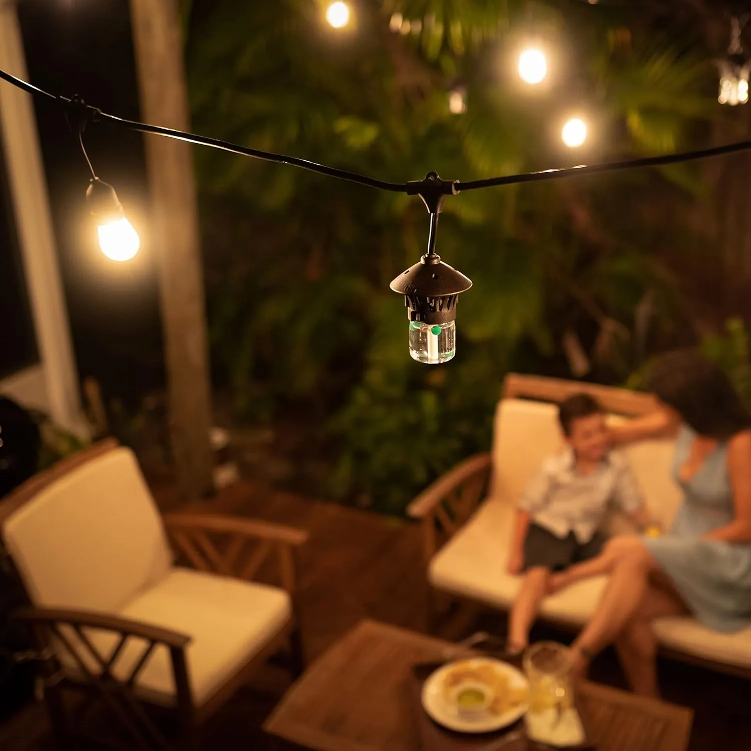 BiteFighter Outdoor LED Weatherproof Proven Mosquito Repellent String Lights 36 Ft, Includes 3 Replaceable Repellent Pods