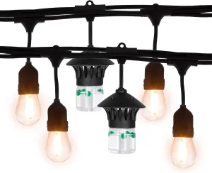 BiteFighter Outdoor LED Weatherproof Proven Mosquito Repellent String Lights 36 Ft, Includes 3 Replaceable Repellent Pods