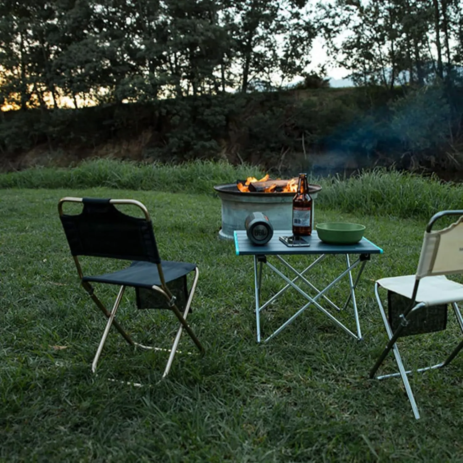 BK&MF Aluminum Outdoor Folding Camping Table,Portable Ultralight Picnic Camping Table Compact Small Travel Table with Carry Bag for Camp, Cooking Hiking,B,68x46x41cm(27x18x16inch)