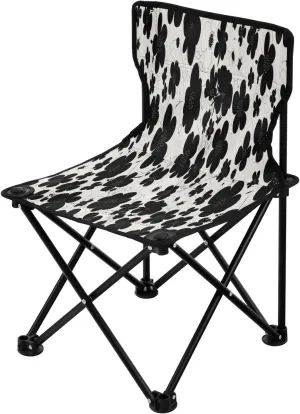Black Flowers Portable Outdoor Folding Chair Anti-Slip Padded Oxford Cloth Stool Camping Chair Small for Beach Hiking Fishing Gardening Quad Camp Chair