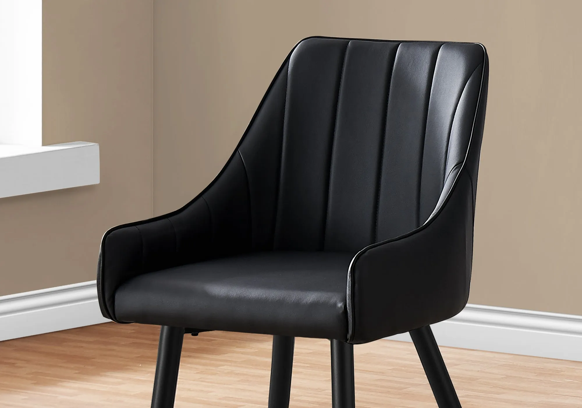Black Leather-Look Dining Chair - Set of 2