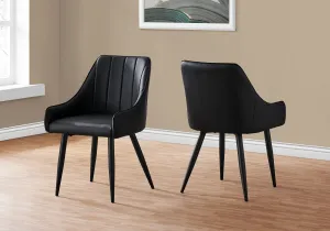 Black Leather-Look Dining Chair - Set of 2