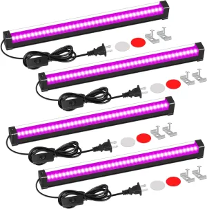 Black Light Bar, 15W 1FT Magnetic LED Black Lights with 5FT Cord,Portable Blacklights for Glow Party, Fluorescent Poster, Body Paint, Halloween Decorations, Room, Stage Lighting 4 Pack