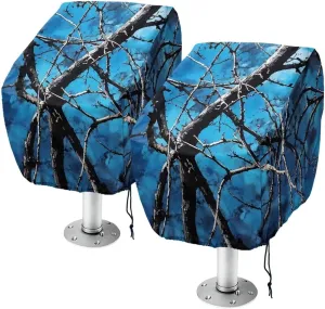 Blue Branch Boat Seat Cover Heavy Duty, Captain's Chair Cover Weather Resistant Waterproof 2 Pack, Boat Bench Chair Seat Cover, Boat Cabin Seating Accessories