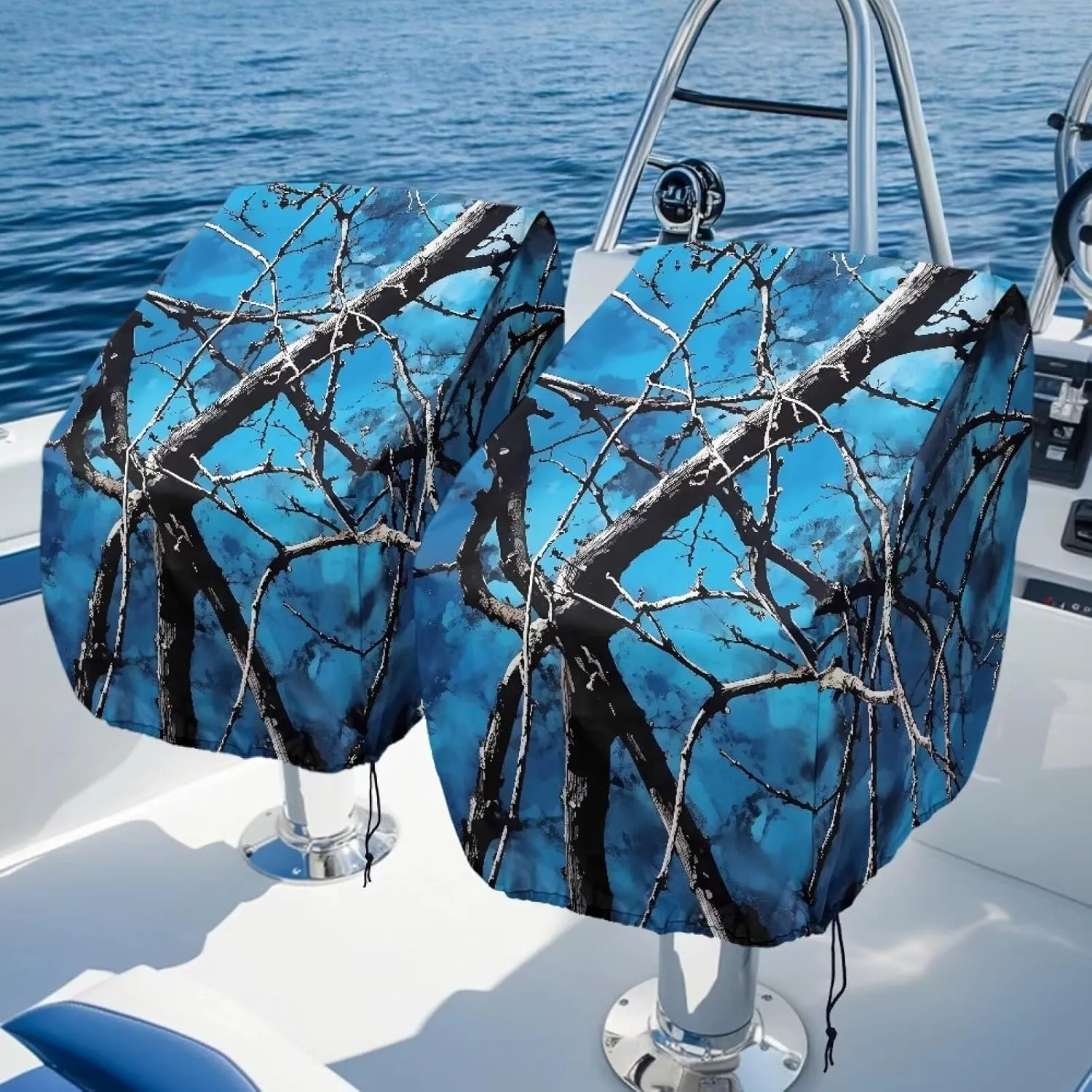 Blue Branch Boat Seat Cover Heavy Duty, Captain's Chair Cover Weather Resistant Waterproof 2 Pack, Boat Bench Chair Seat Cover, Boat Cabin Seating Accessories