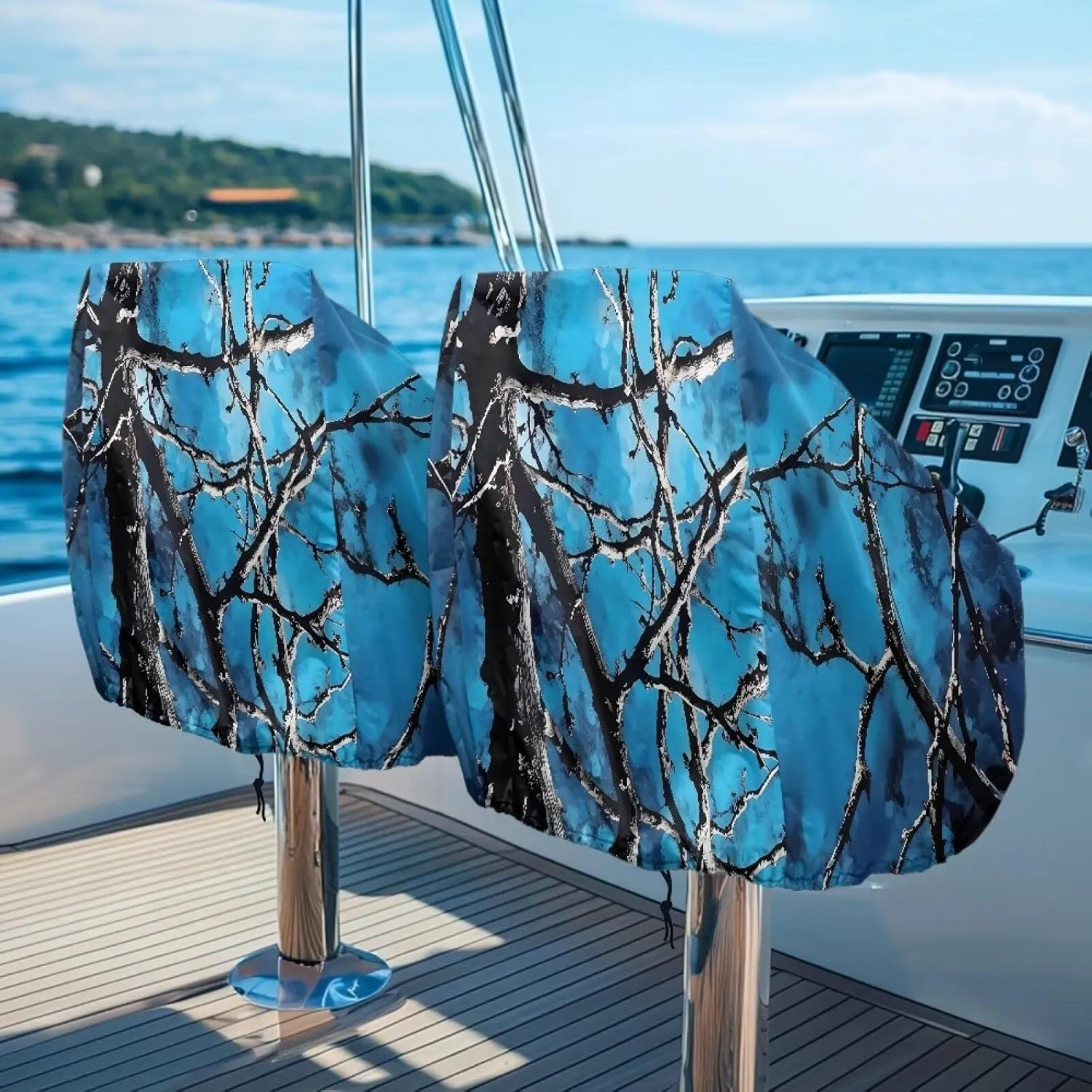 Blue Branch Boat Seat Cover Heavy Duty, Captain's Chair Cover Weather Resistant Waterproof 2 Pack, Boat Bench Chair Seat Cover, Boat Cabin Seating Accessories