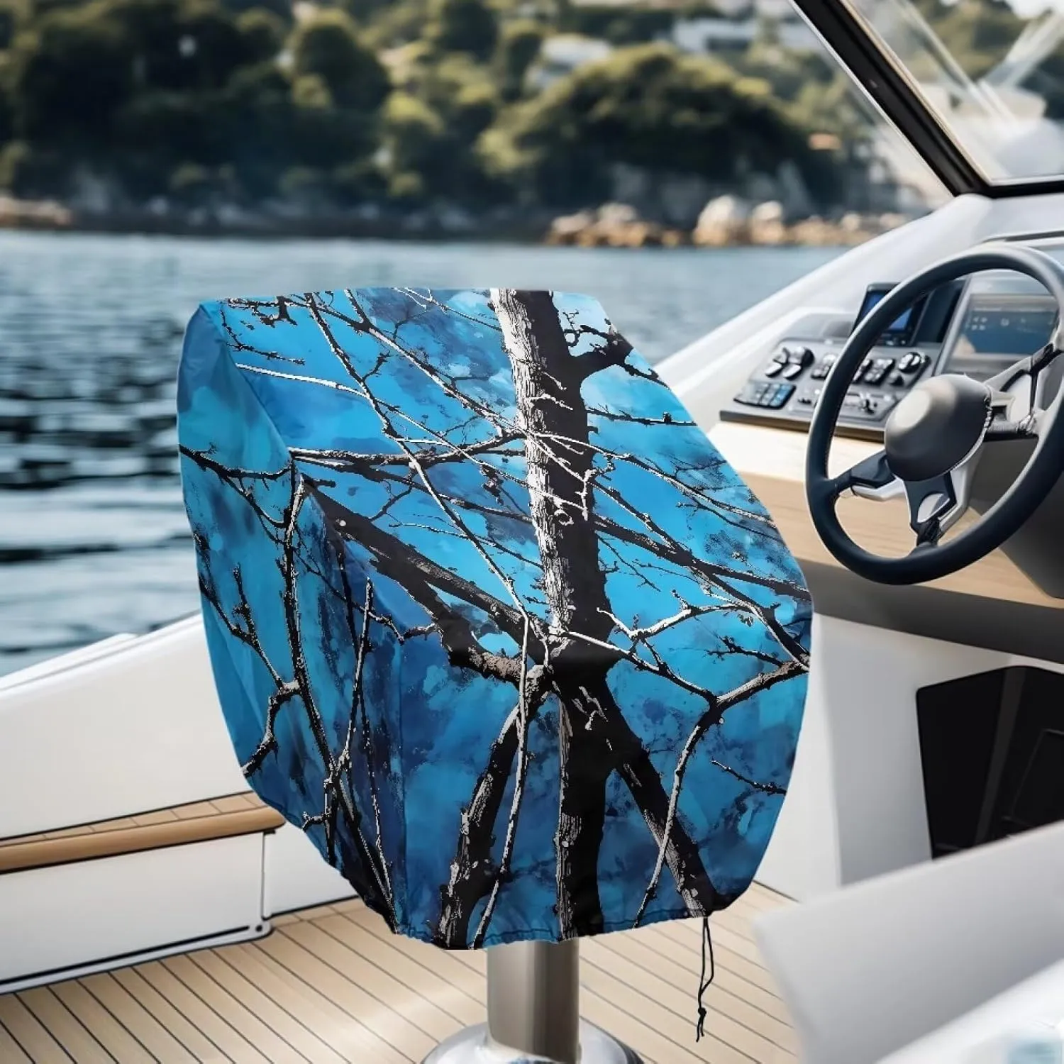 Blue Branch Boat Seat Cover Heavy Duty, Captain's Chair Cover Weather Resistant Waterproof 2 Pack, Boat Bench Chair Seat Cover, Boat Cabin Seating Accessories