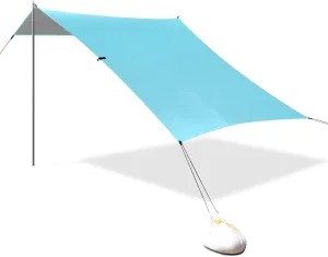 Blue Designed UPF50 Beach Tent Lightweight Sun Shelter Includes Sand Shovel, Sandbags, Stability Poles for Family Trips, Picnics & Camping accesorios para Playa
