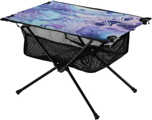 Blue Purple Ink Texture Portable Folding Camping Table, Compact Lightweight Beach Table with Carrying Bag for Outdoor Picnics, BBQs, Camp