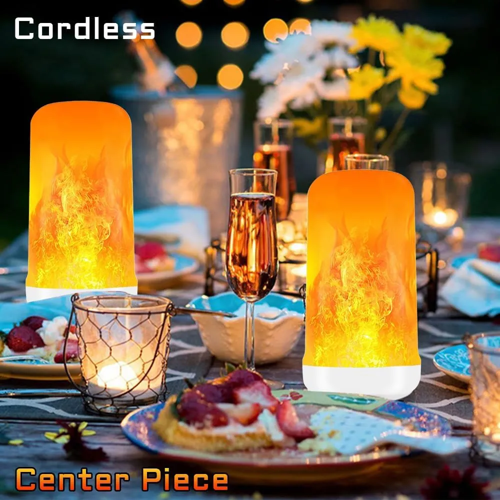 BLUEYE Rechargeable Flame Light Bulbs,Remote Control,3 Timer,5V/1A Charging,Flickering Fire Effect,Gravity for Upside Down,Flameless Candles for Halloween Christmas Home Decor,Non-Hardwired,2Packs