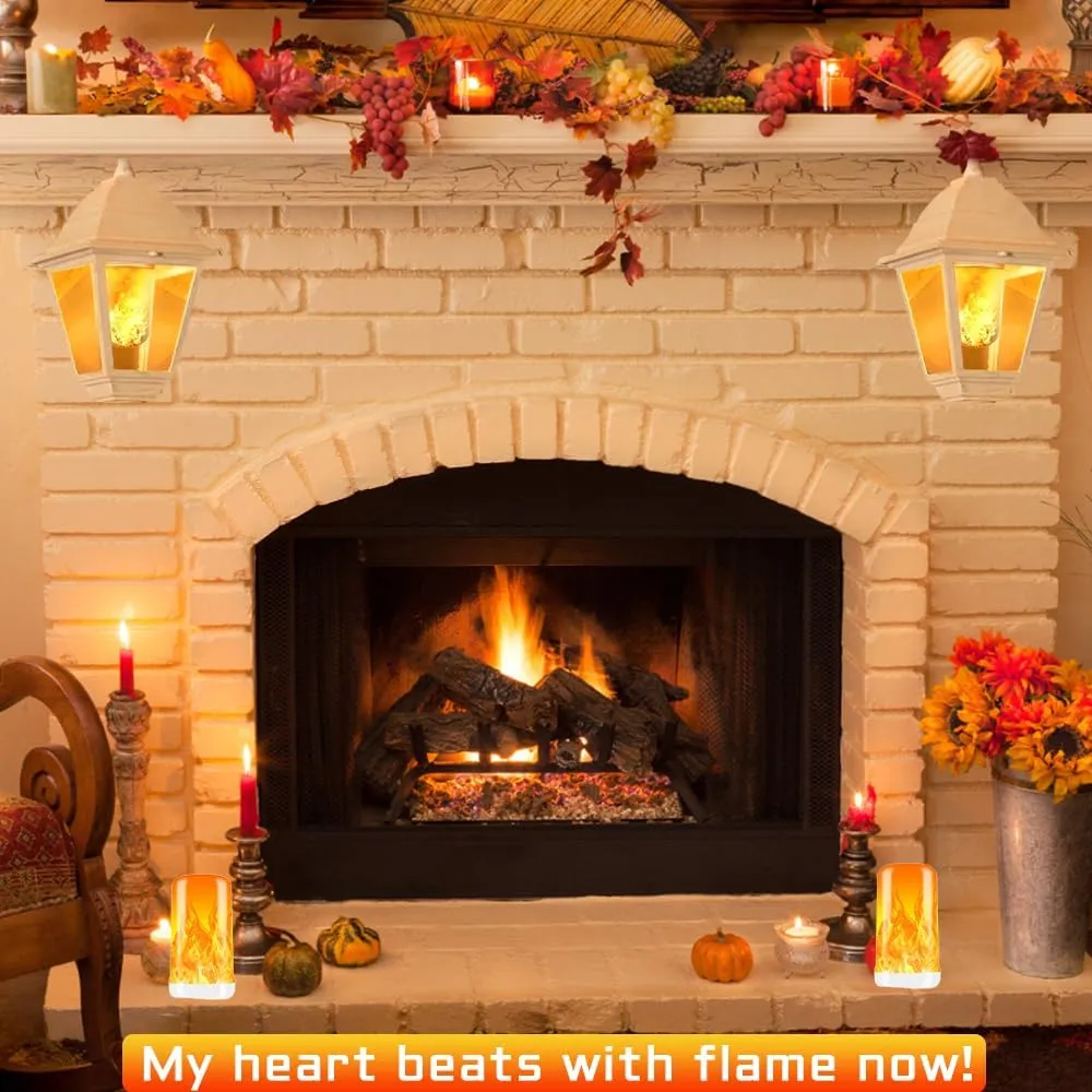 BLUEYE Rechargeable Flame Light Bulbs,Remote Control,3 Timer,5V/1A Charging,Flickering Fire Effect,Gravity for Upside Down,Flameless Candles for Halloween Christmas Home Decor,Non-Hardwired,2Packs