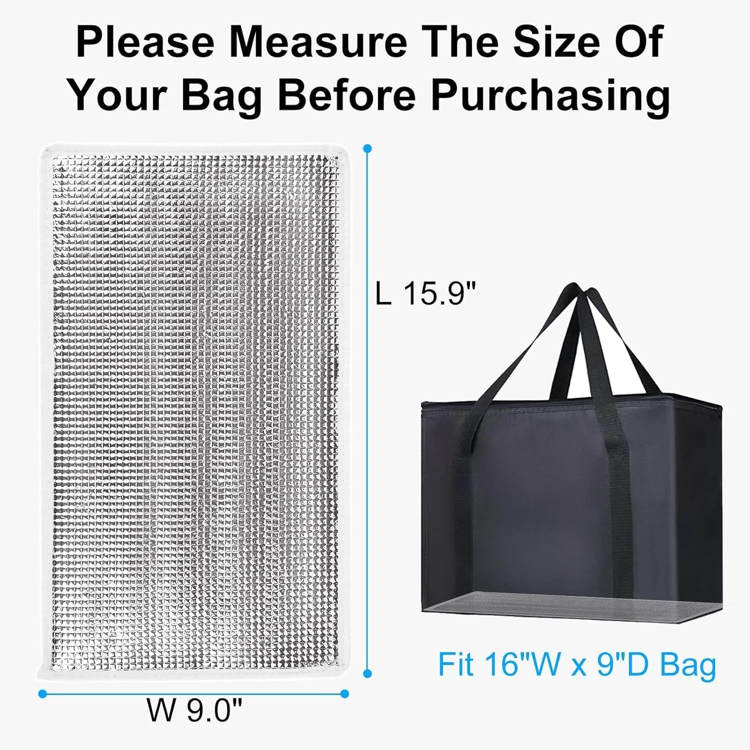 Bodaon 4PK Portable Insulation Hard Bottom for 16" W x 9"D Food Delivery Bag，Uber Eats/Doordash Insulated Grocery XL-Bags Accessories，Reusable Foldable Board Shopping/Catering Carrier Keep Cooler Warm