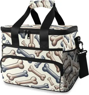 Bone Dog Pattern Cooler Bag Insulated Cooler Soft Sided Cooler 24 Can Portable Picnic Bag Large Leakproof Lunch Bag Box for Beach Grocery Camping Travel Car Men Women