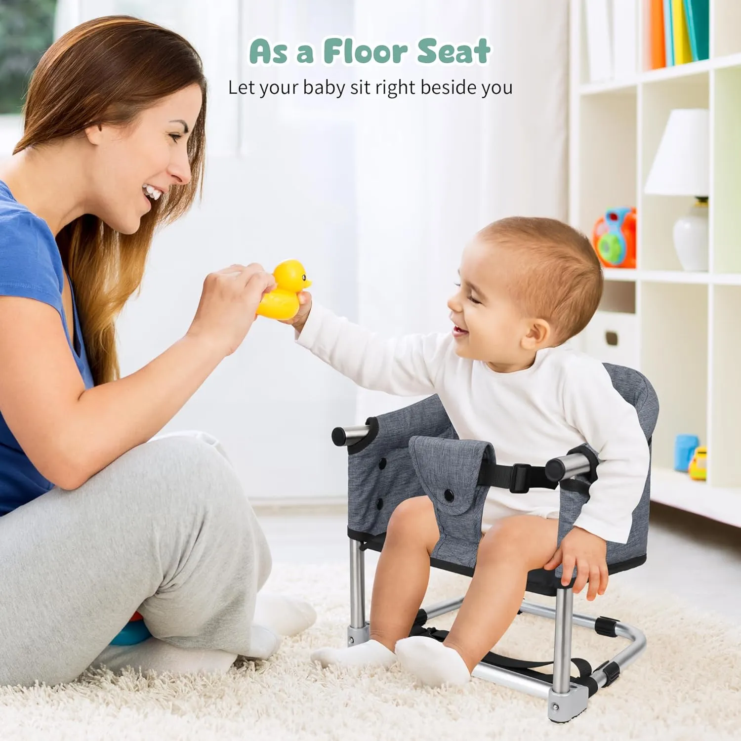 Booster Seat for Dining Table: Portable Toddler Booster Chair with Safety Buckle and Height Adjustable, Baby Feeding High Chair for Home Travel - Brown