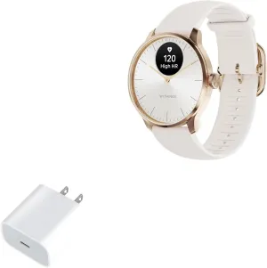 BoxWave Charger Compatible with Withings ScanWatch Light - PD GAN miniCube (30W), 30W Tiny PD GAN Type-C Wall Charger - Winter White