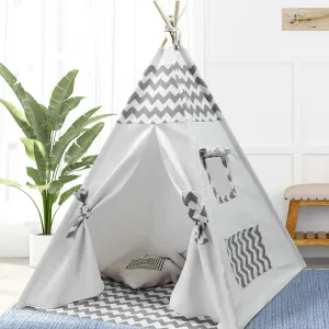 Boys Teepee Tent for Kids Teepee Baby Teepees for Boys Girls Baby Kids Tent Indoor Tepee Grey Chevron Tepees Toddler Tent with Floor & Carry Case
