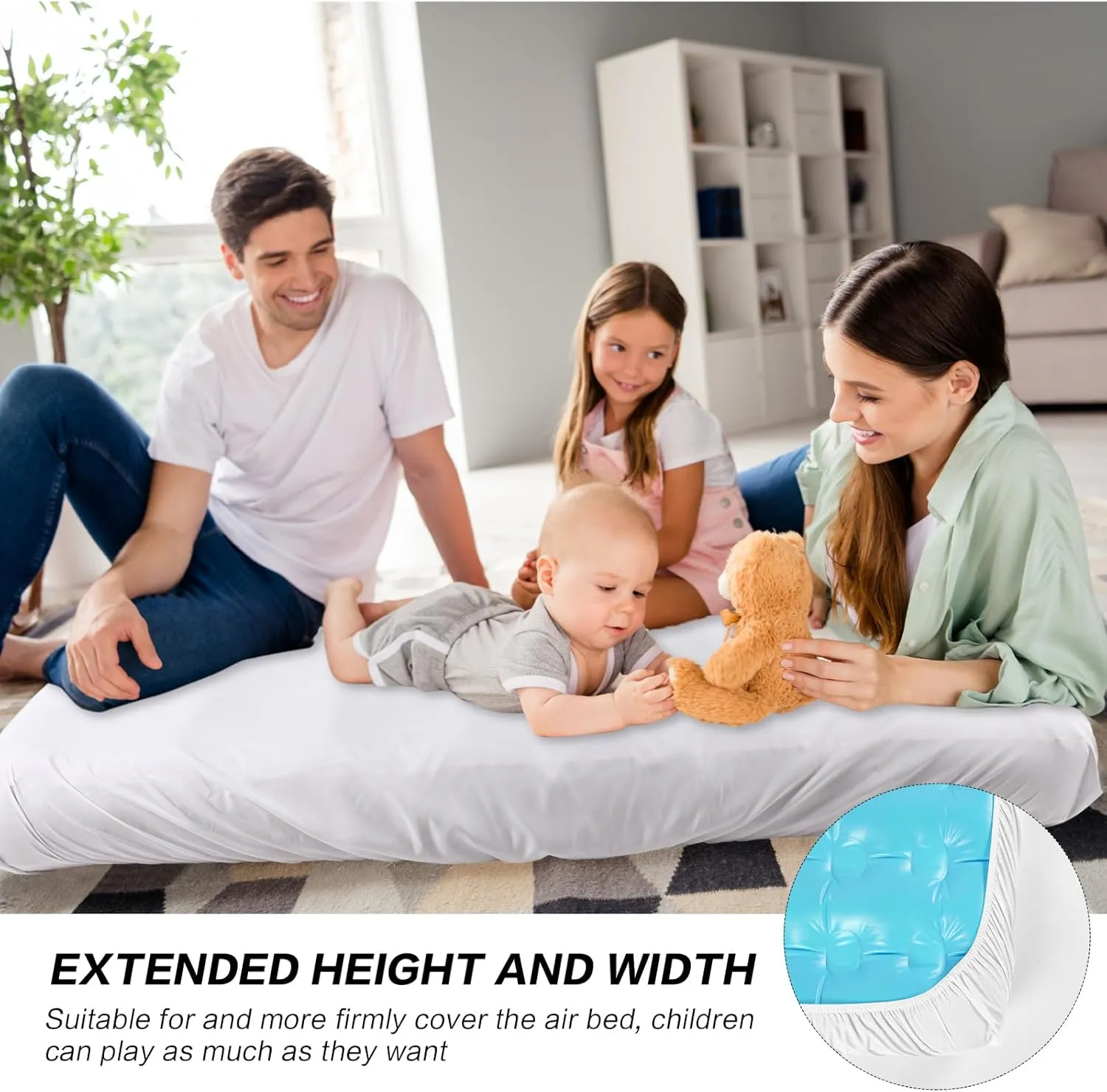 Breling Kids Air Mattress Fitted Sheets Compatible with Intex Cozy Kidz (Sheet Only) Toddler Inflatable Mattress Sheets for Kids Sleepover Party Travel Camping Airbed(White,6 Pcs)