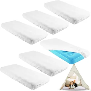 Breling Kids Air Mattress Fitted Sheets Compatible with Intex Cozy Kidz (Sheet Only) Toddler Inflatable Mattress Sheets for Kids Sleepover Party Travel Camping Airbed(White,6 Pcs)