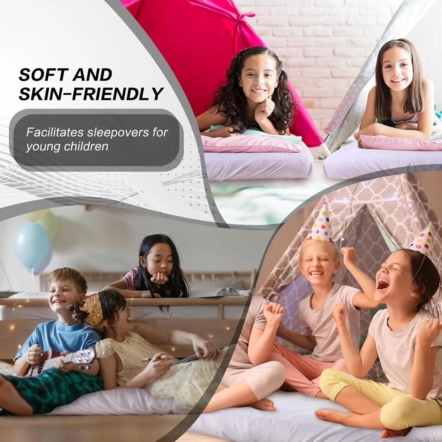 Breling Kids Air Mattress Fitted Sheets Compatible with Intex Cozy Kidz (Sheet Only) Toddler Inflatable Mattress Sheets for Kids Sleepover Party Travel Camping Airbed(White,6 Pcs)