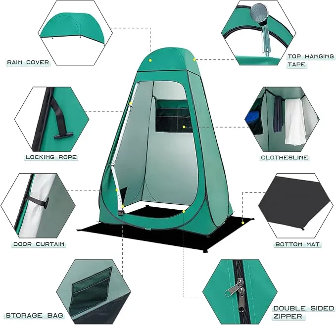 BRIAN & DANY Pop Up Shower Tent, Portable Privacy Camping Changing Tent, Camp Toilet Bathroom Pod with Rain Shelter & Windows, UPF 50  & Waterproof, 47.2" x 47.2" x 74.8"