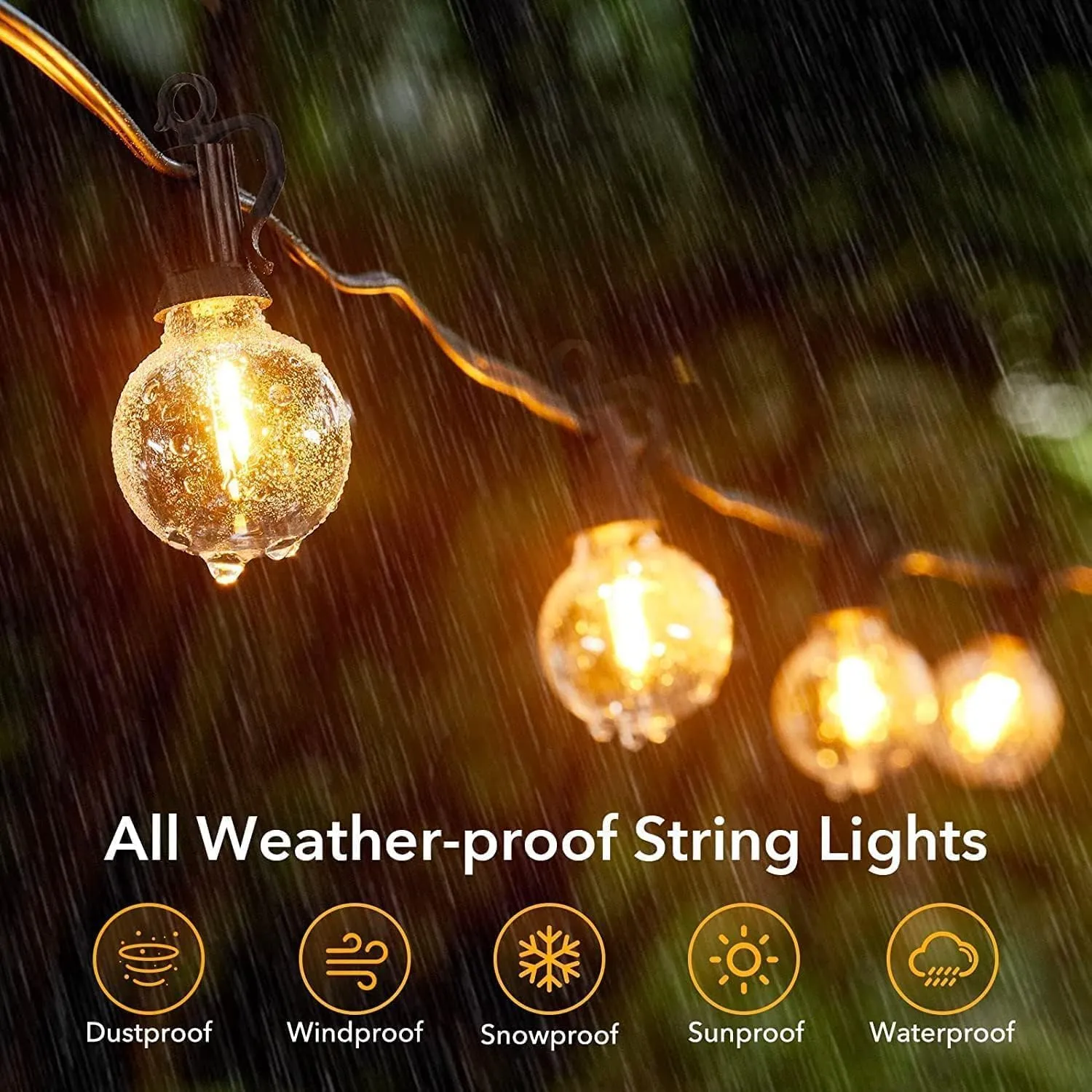 Brightown Outdoor String Lights - 100 FT Patio Lights with 50 LED G40 Globe Plastic Bulbs, All Weatherproof Connectable Commercial Hanging Light for Outside Backyard Porch Cafe