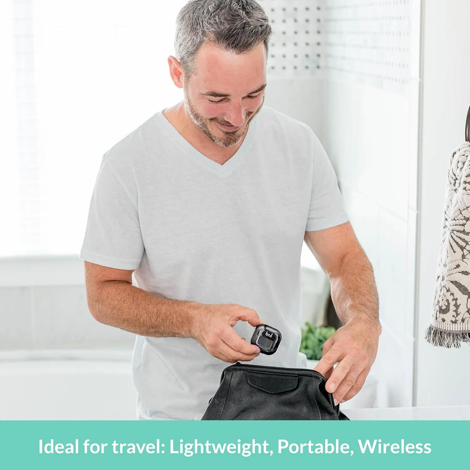 Bril UV-C Toothbrush Sanitizer, Portable Cleaner, Travel Cover, Magnetic Holder, and Rechargeable Case for Any Size Toothbrush, White