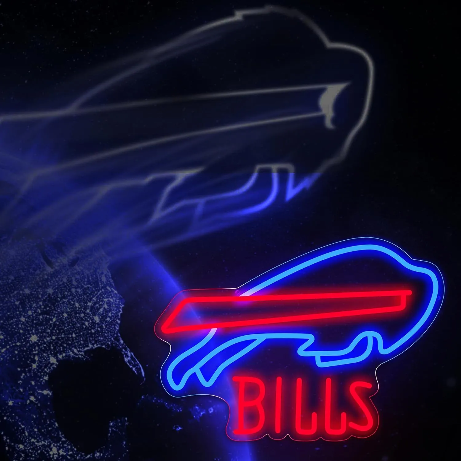 Buffalo Neon Signs Football LED Neon Lights Signs for Wall Decor USB Powered Sports Team Neon Wall Light Sign for Man Cave Beer Bar Pub Boys & Teens Room Decor