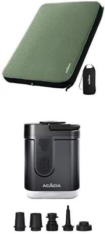 Bundle of ACACIA 4.3" Thick Self Inflating Sleeping Pad with Foam  ACACIA Portable Air Pump