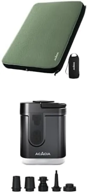 Bundle of ACACIA 4.3" Thick Self Inflating Sleeping Pad with Foam  ACACIA Portable Air Pump