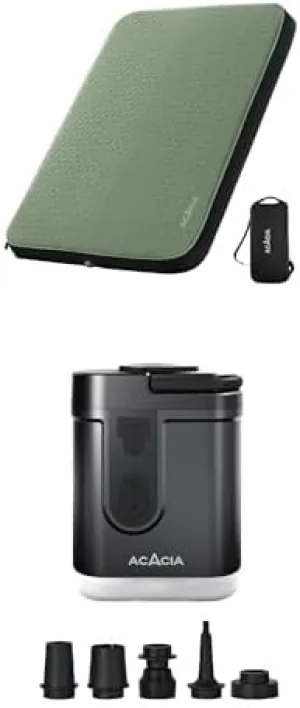 Bundle of ACACIA 4.3" Thick Self Inflating Sleeping Pad with Foam  ACACIA Portable Air Pump