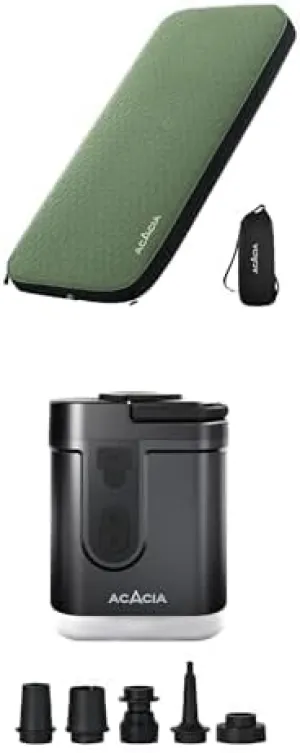 Bundle of ACACIA 4.3" Thick Self Inflating Sleeping Pad with Foam  ACACIA Portable Air Pump