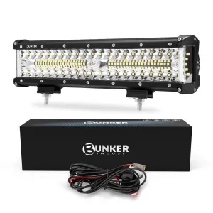 BUNKER INDUST Side Shooter LED Light Pods Wiring Harness Kit, 1 Pcs 12" Spot Flood LED Light Bar 90W Work Light Waterproof Cube Lights Off-Road Driving Bumper Light for ATV UTV Truck Boat Tractor