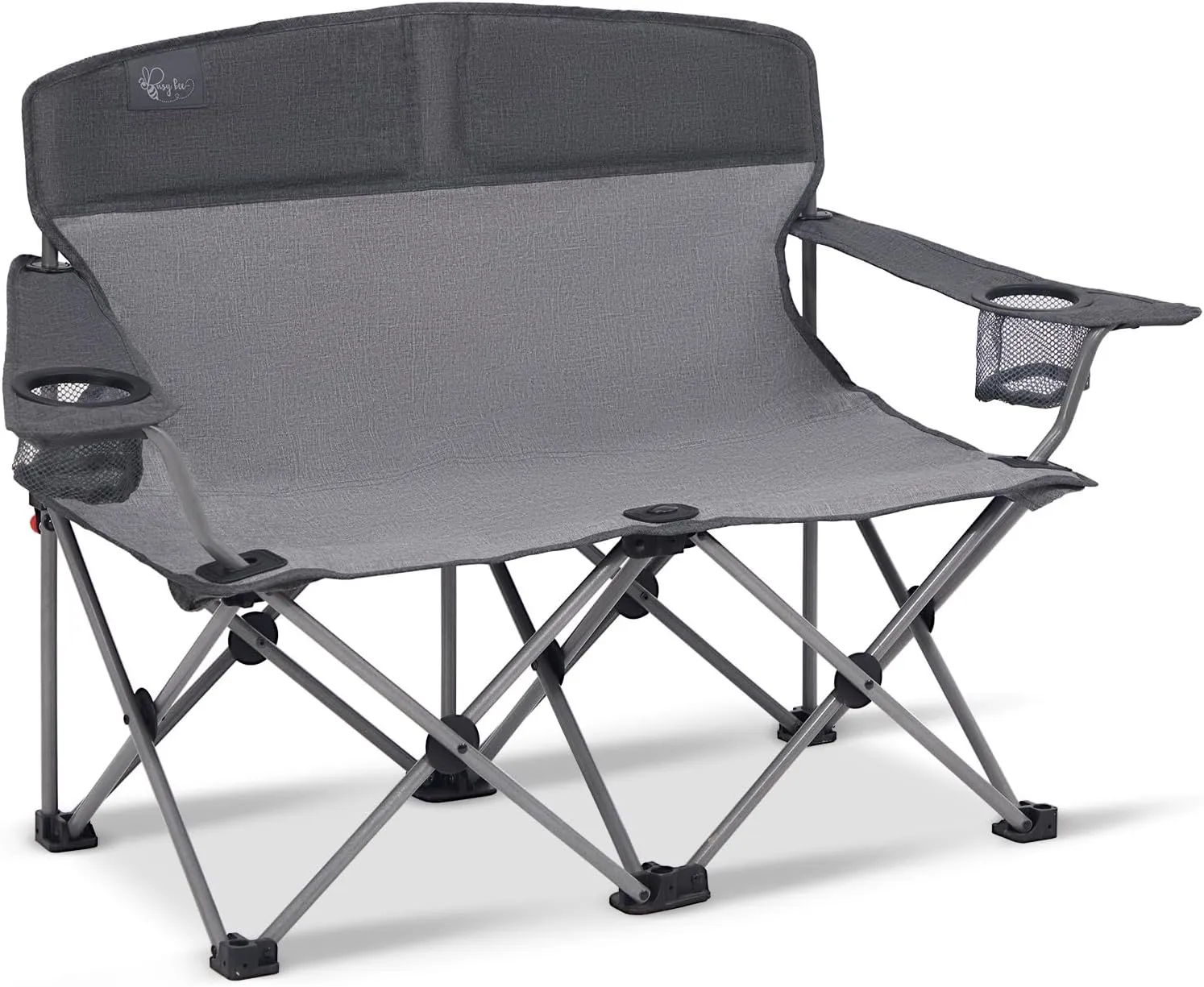 Busy Bee Kids Camping Chair, 30.3" Wide Loveseat, Perfect Child Couch for Home Movie Nights, Patios, or Picnics, Adjustable Arms, Cup Holders and Anti-Collapse Lock, Supports up to 300 Lbs.