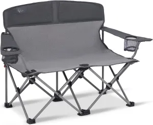 Busy Bee Kids Camping Chair, 30.3" Wide Loveseat, Perfect Child Couch for Home Movie Nights, Patios, or Picnics, Adjustable Arms, Cup Holders and Anti-Collapse Lock, Supports up to 300 Lbs.