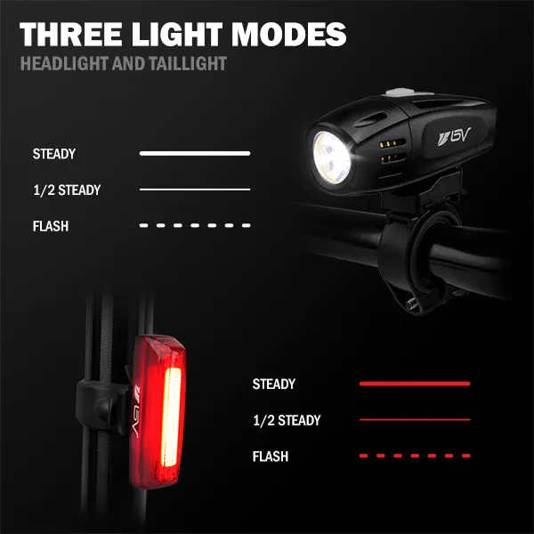 BV 300 Lumen Rechargeable Bike LED Headlight Set, IP44 Water Resistant | BV-L819