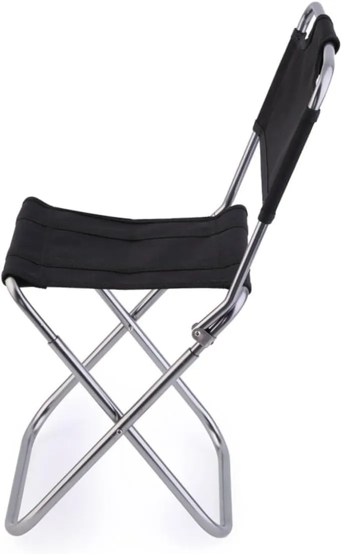 Cabilock Portable Aluminum Alloy Folding Stool Backrest 100kg Capacity Sturdy Breathable Easy to Clean Black for Outdoor Activities