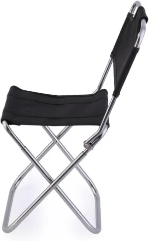 Cabilock Portable Aluminum Alloy Folding Stool Backrest 100kg Capacity Sturdy Breathable Easy to Clean Black for Outdoor Activities