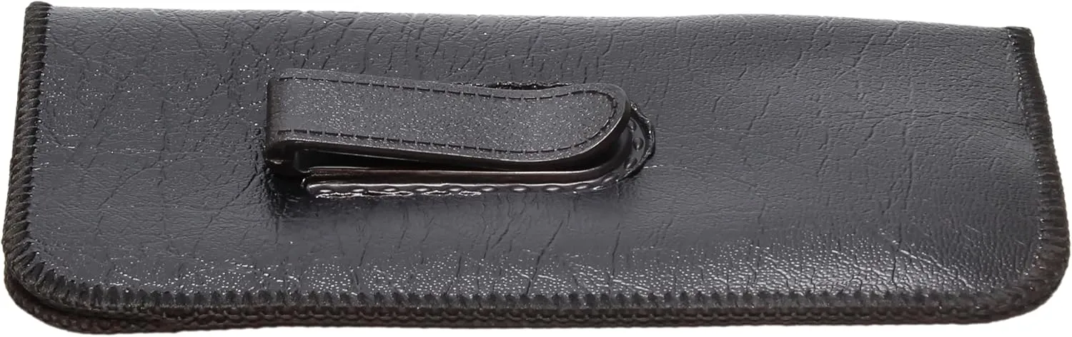 Calabria S-41 Soft Slim Slip In Eyeglass Case w/Pocket Belt Clip PU Leather Mens Womens Glasses Holder Pouch Sleeve Storage